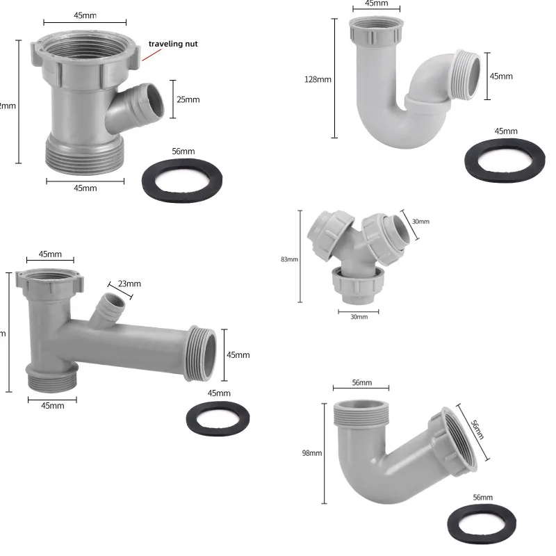 Universal Sink Drain Adapter Kitchen Basin Sewer Branch Connector Overflow Water Drains Pipe Joint Kitchen Downpipe Accessories