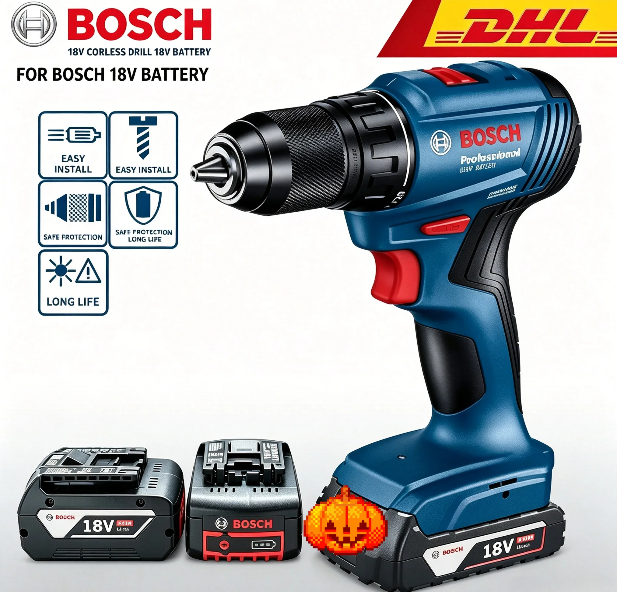 Original Bosch Replacement Lithium Pack PBA18V 5.0Ah/6.0Ah Long Cycle Life Cells Fully Matched with All Bosch 18V Equipment