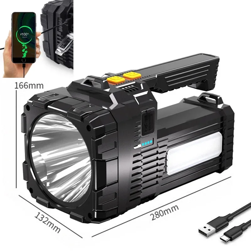 2*LED Super Bright LED Camping Spotlight Fishing Cold Light and Warm Light Waterproof Floodlight USB Rechargeable Flashlight