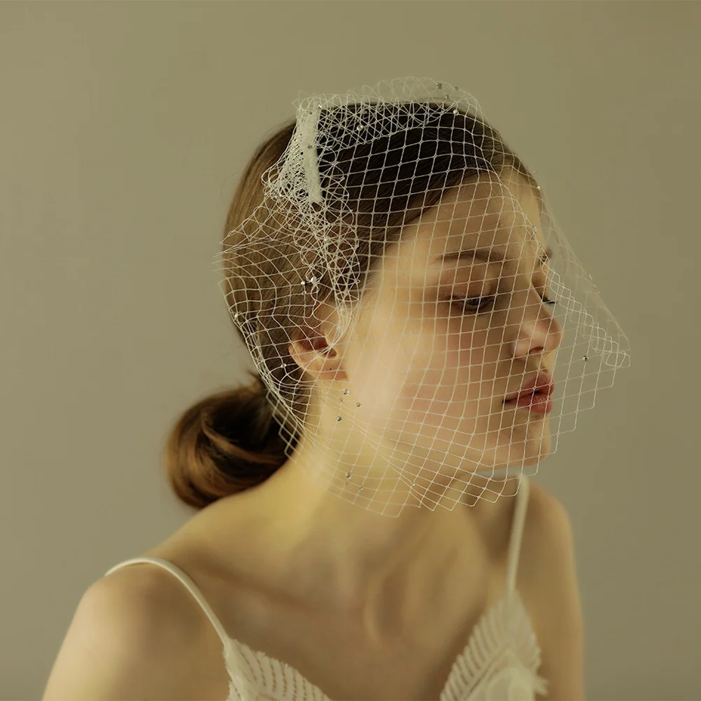 

Short Veil Covered Face Handmade Tulle Wedding Festival Party Photography Everyday Hair Accessory