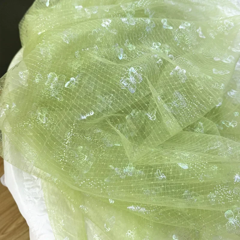 

Свежая трава, зеленая Радужная бабочка, прозрачная мягкая сетка, сделай сам, праздничное украшение, фон, шитье, ткань для детской одежды