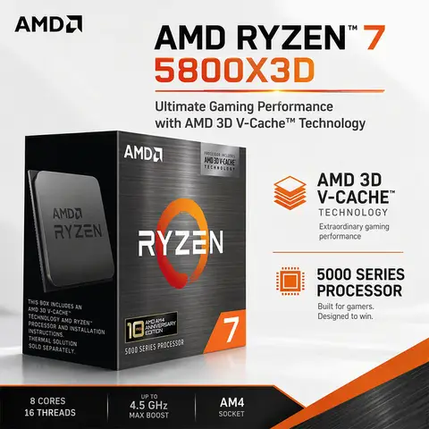 New AMD Ryzen 7 5800X3D BOX R7 5800X3D 3.4 GHz 8-Core 16-Thread 7NM L3=96M 100-000000651 Support Desktop CPU Gaming Socket AM4