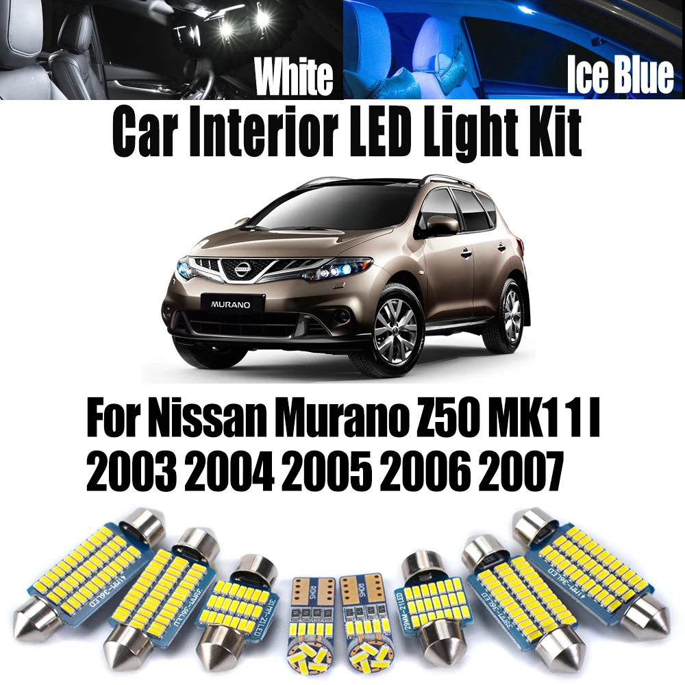 

15 шт. Canbus светодиодный комплект внутреннего освещения багажника с картой для Nissan Murano Z50 MK1 1 I 2003-2006 2007 автомобильные потолочные лампы аксессуары