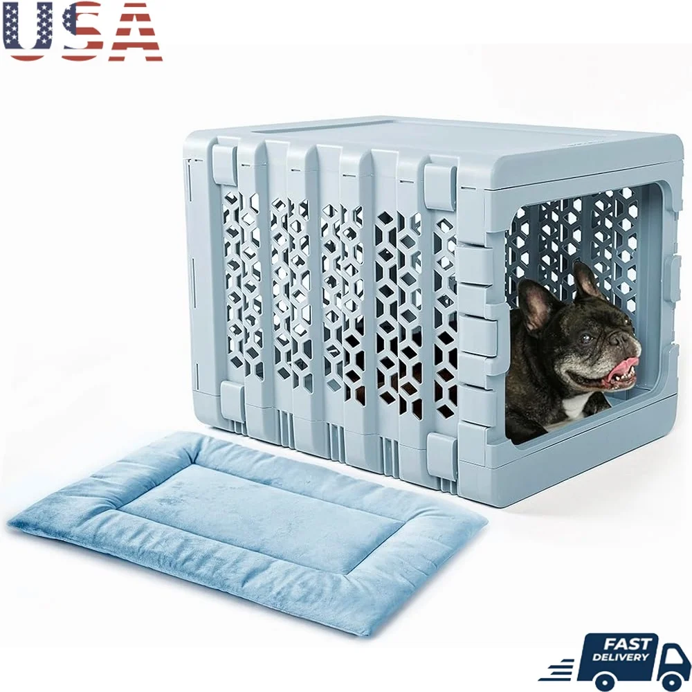 

Collapsible Dog Crate with Washable Velvet Dog Bed Comfortable Indoor Pet Kennel Safe Lightweight Travel Friendly Design