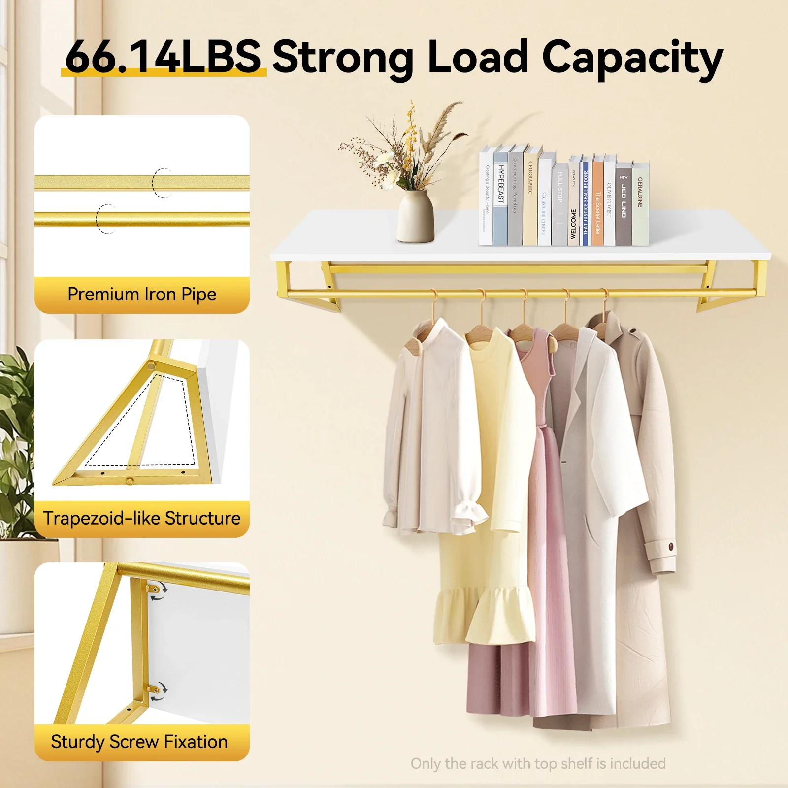 Wall-Mounted Garment Rack ,Modern Simple Clothing Store Heavy Metal Display Stand Garment Bar,Clothes Rail,Hanging Towel Rack