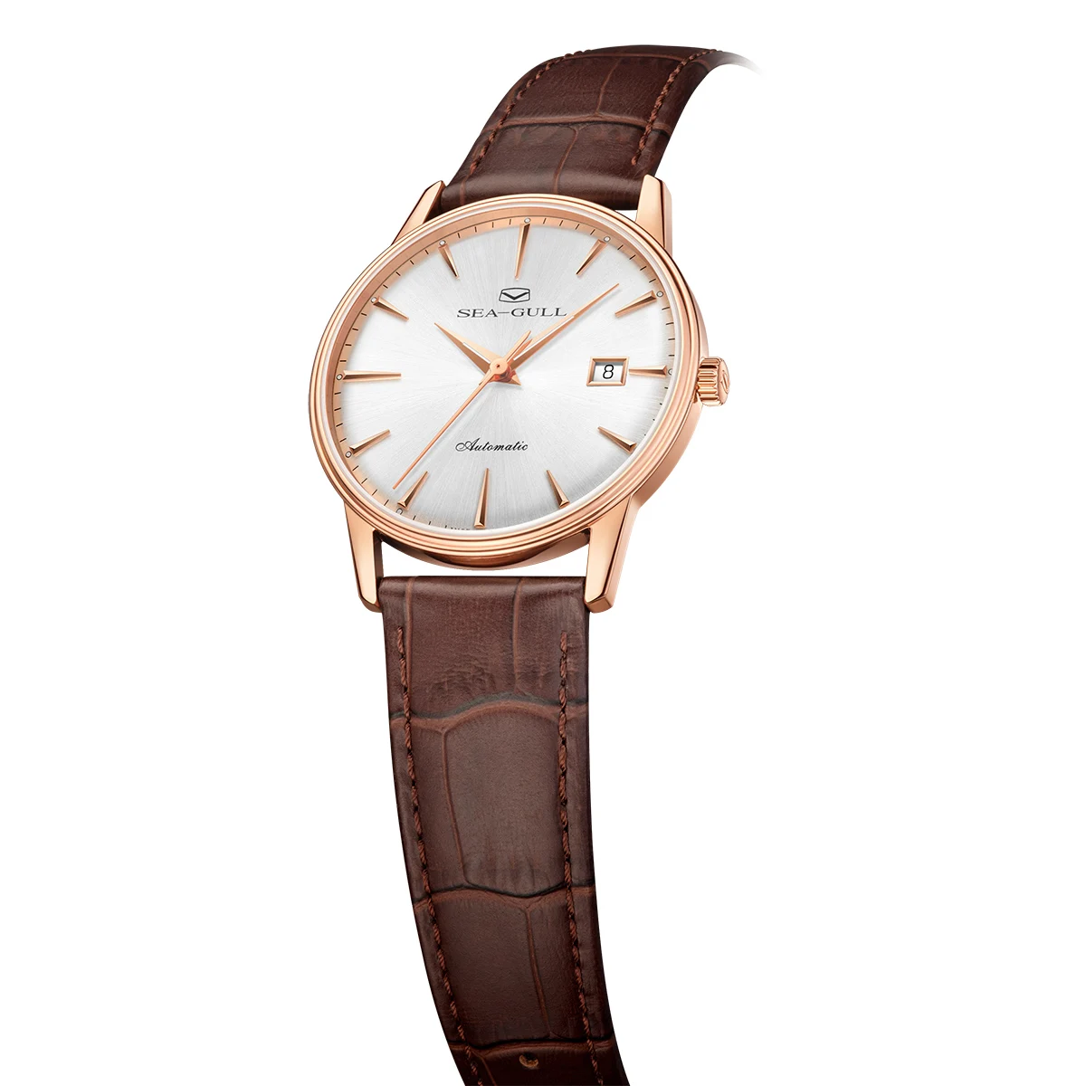 Jam Tangan Mekanik Pasangan Sea-Gull Berlapis Emas 18K 9mm Ultra-Tipis Tanggal Mewah Otomatis Jam Tangan Baja Tahan Karat 316L 1093G