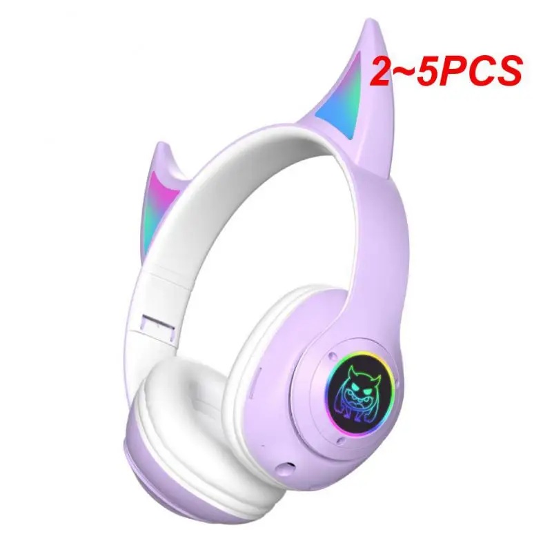 

2~5PCS Devil Ear Wireless Headphones with Mic Fone Glow Light Stereo Bass Children Gifts Gamer Headset for Cell phone PC