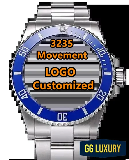 ساعة GG Luxury VSF ARF 3235 حركة الغواصة ميكانيكية أوتوماتيكية للرجال - 41 ملم كريستال ياقوتي، فولاذ 904 لتر، قرص مضيء