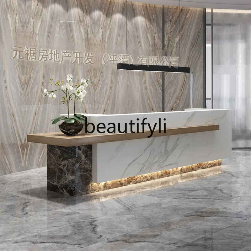 

Company Front Cashier Desk Hotel Marble Custom Beauty Salon Bar Counter Lobby Lacquered Front Desk Reception Desk