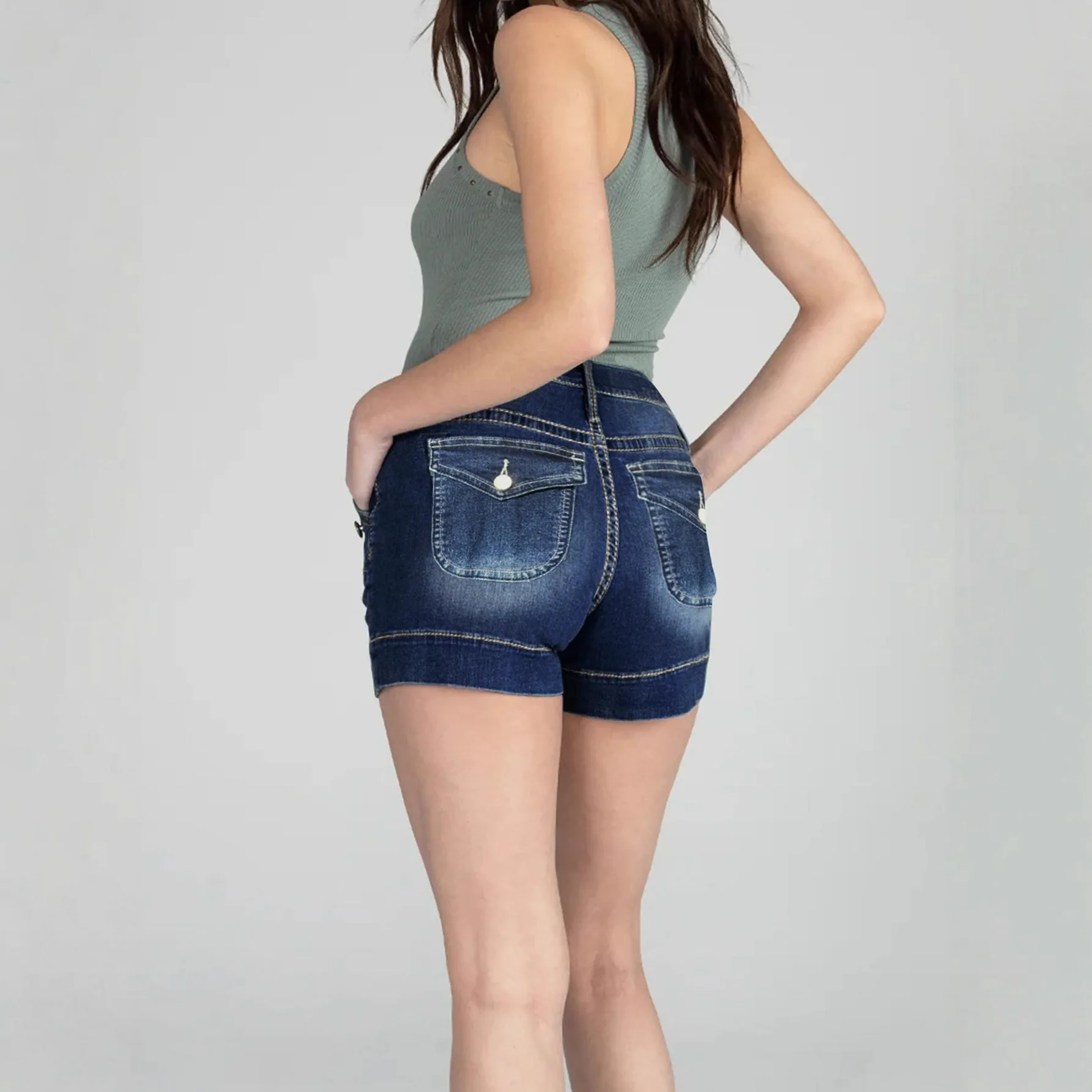 

Джинсовые шорты, женские утягивающие узкие прямые шорты с заниженной талией, облегающие бедра