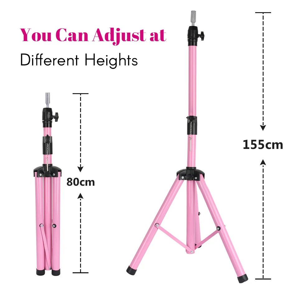 155Cm Mannequin Head Holder Tripod Stand For Hairdressers Salon Training Head Strong Adjustable Wig Stand Tripod For Wig Making