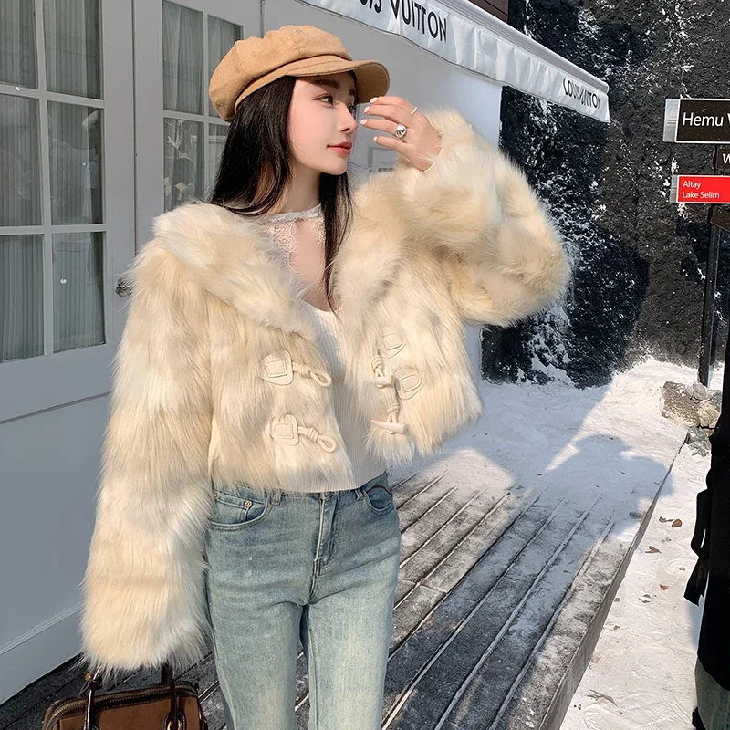 Autumn/Winter Women's Faux Fur Mixed Fur Coat Korean Clothing Fashion Jacket Long Sleeve Slim Fit Women Top