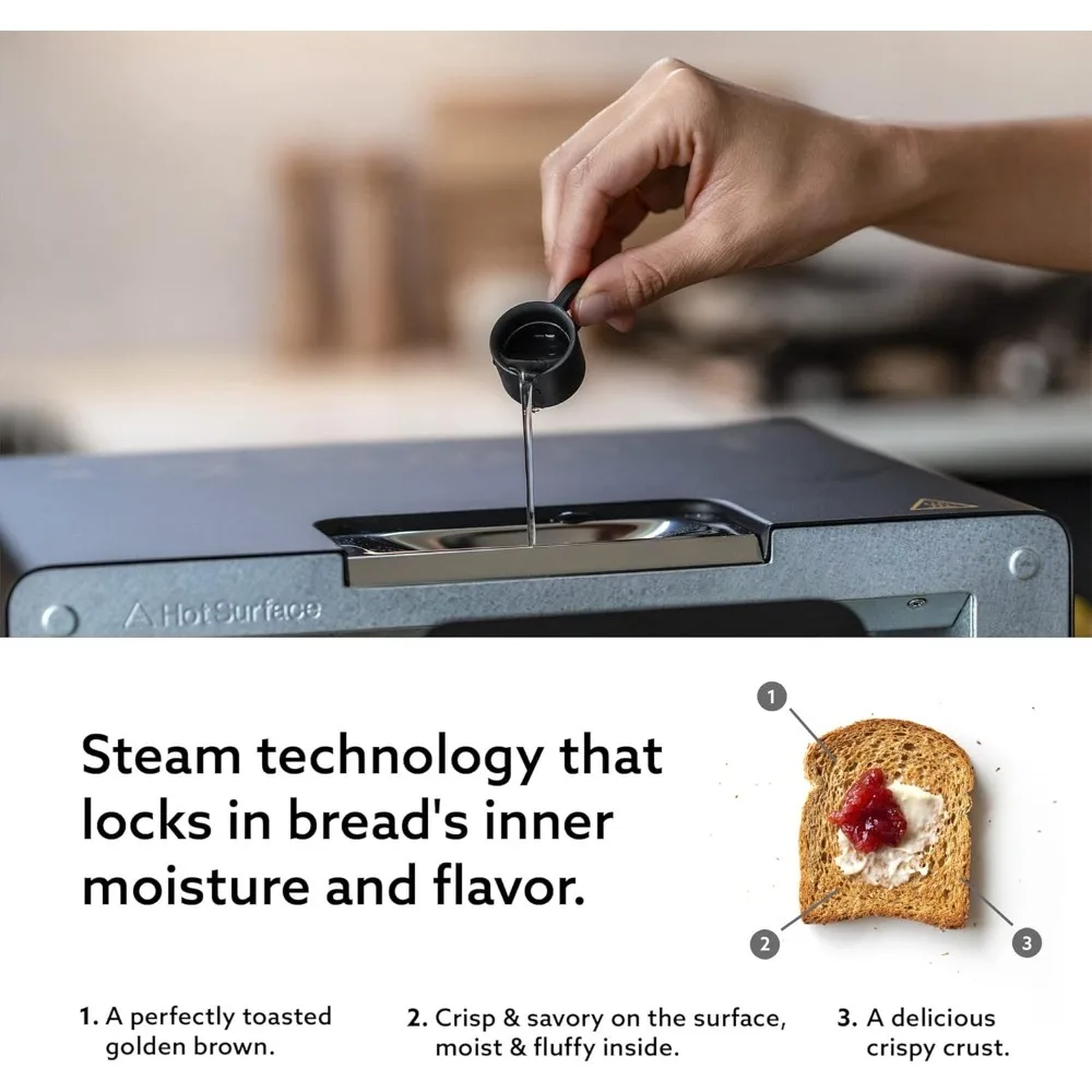 e Toaster | Steam Oven Toaster | 5 Cooking Modes - Sandwich Bread, Artisan Bread, Pizza, Pastry, Oven | Compact Design