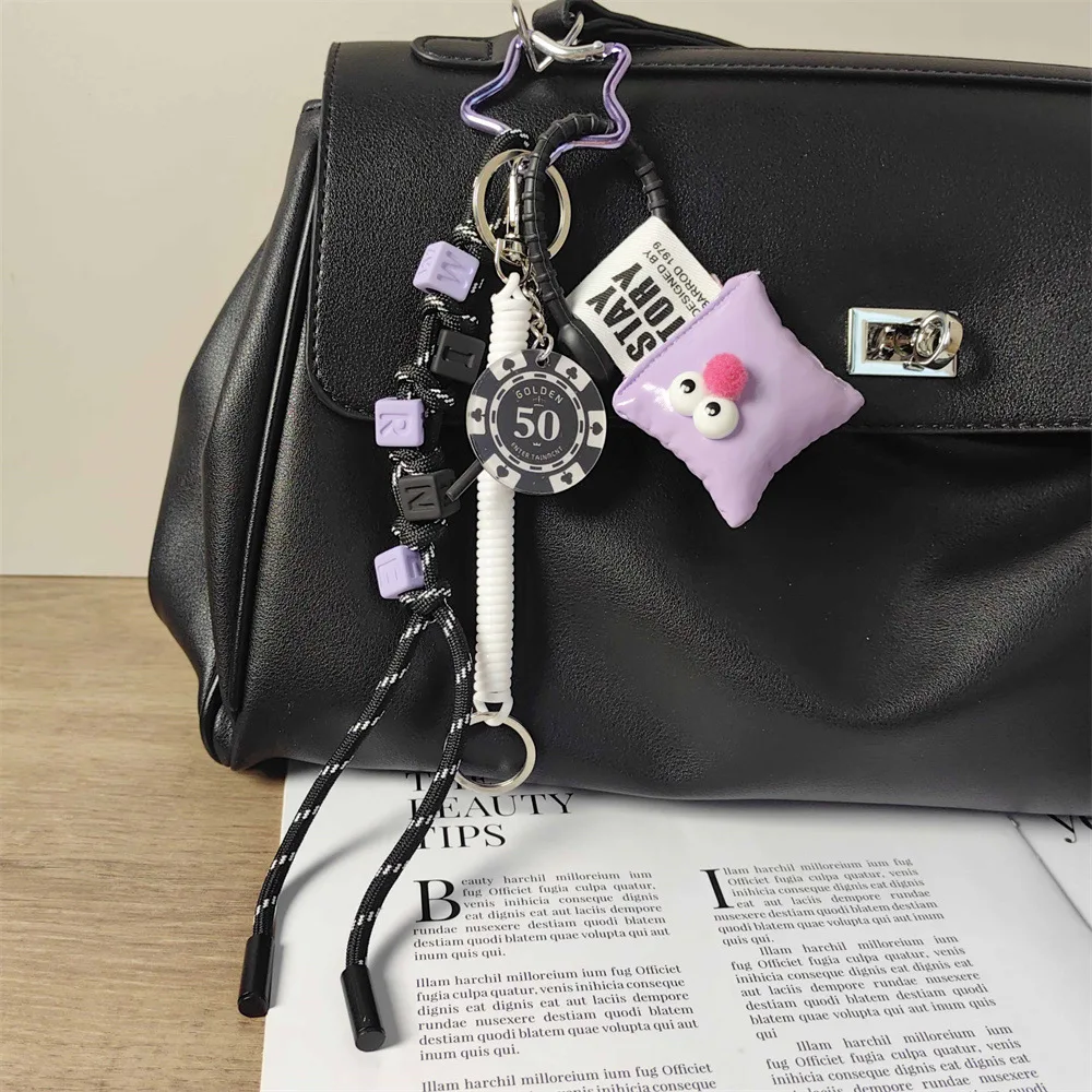 Fashionable Key Pendants Black White Heart Card Sleeve Balloon Dog Basketball Weaving Rope Woman Bag Pendant Ornaments Keychain