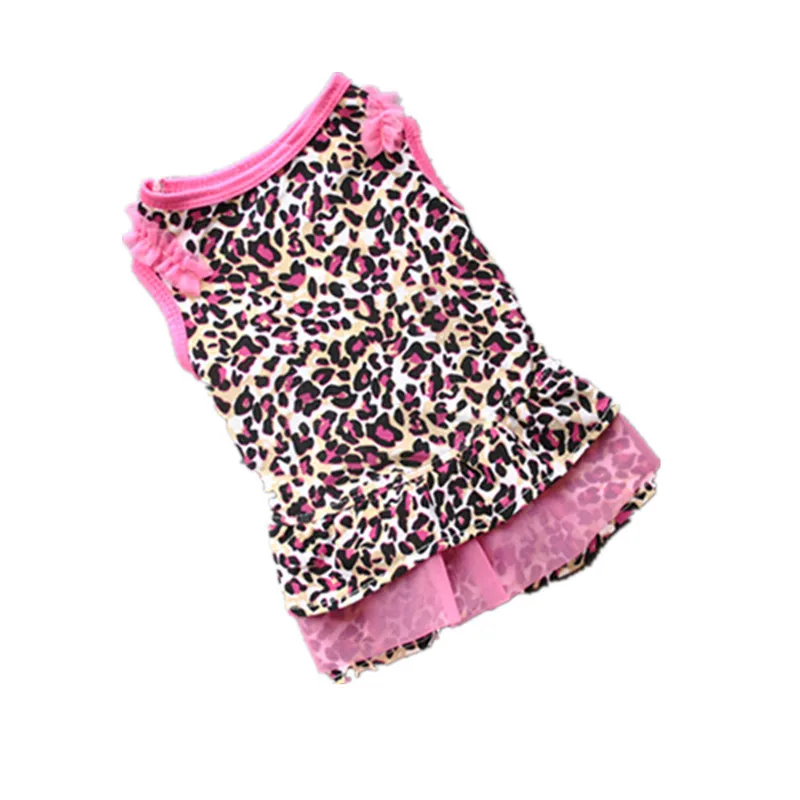 Qqpets Dog Pet Cat Pet Dog Apparel Cute Leopard Dress Summer Clothes Puppy Small Pet clothes Small Chest Dog