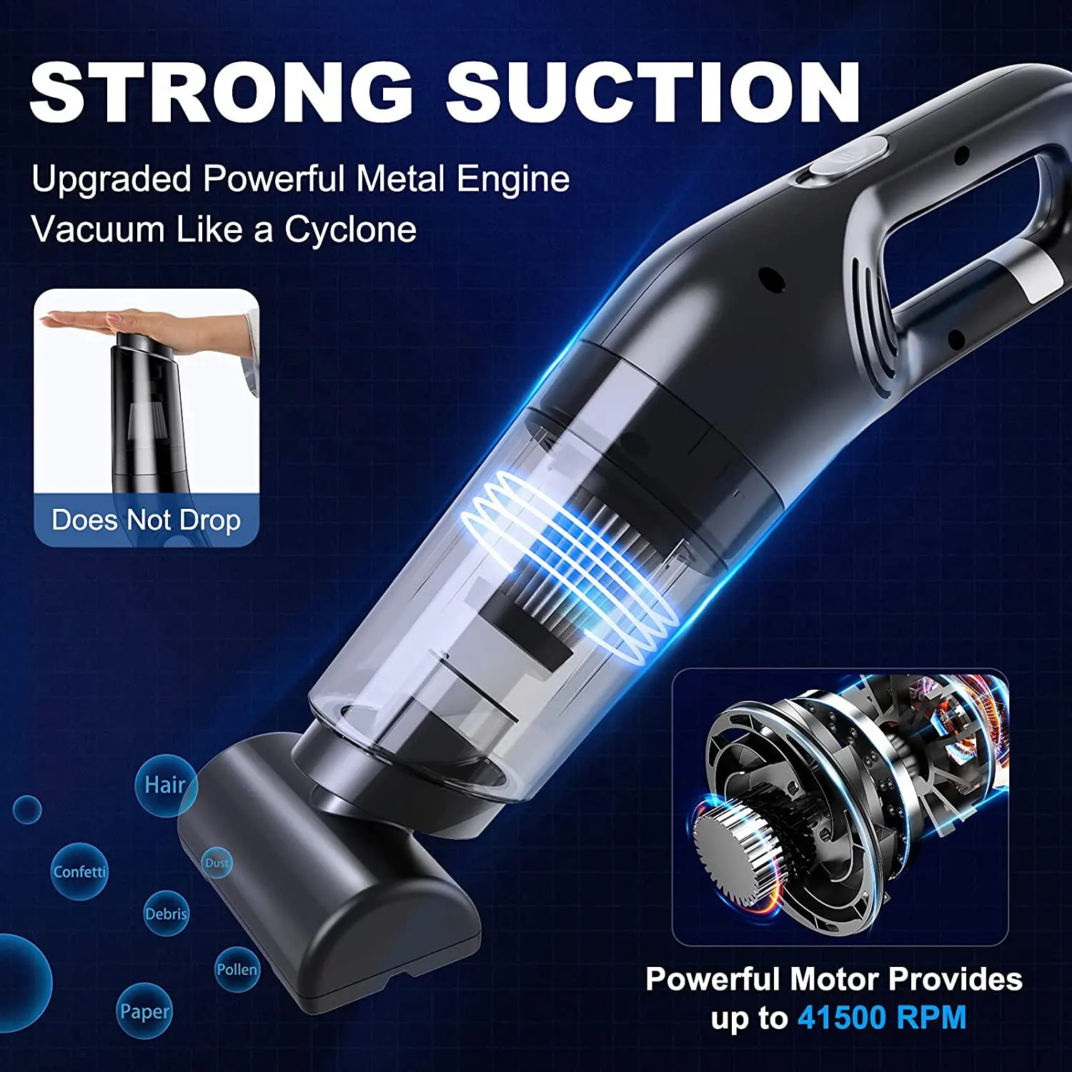 Portable Car Vacuum Cleaner USB Chargable Vacuum Cleaner 10000Pa High Power Vacuum for Car Detailing Interior Cleaning