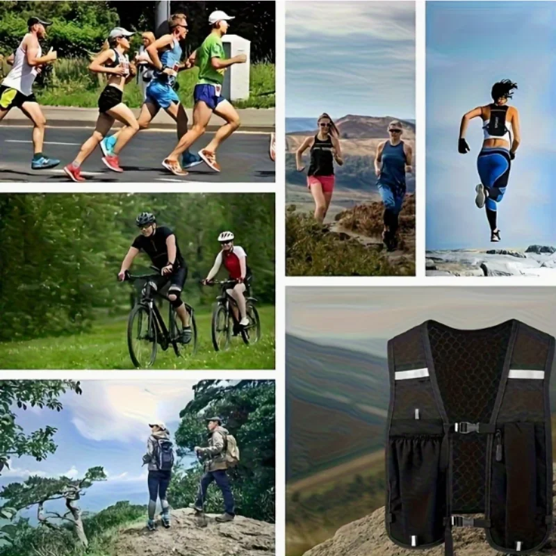 Outdoor Sports Running Vest Backpack Waterproof Breathable Cycling Vest Lightweight Phone Water Bottle Holder Storage Chest Pack