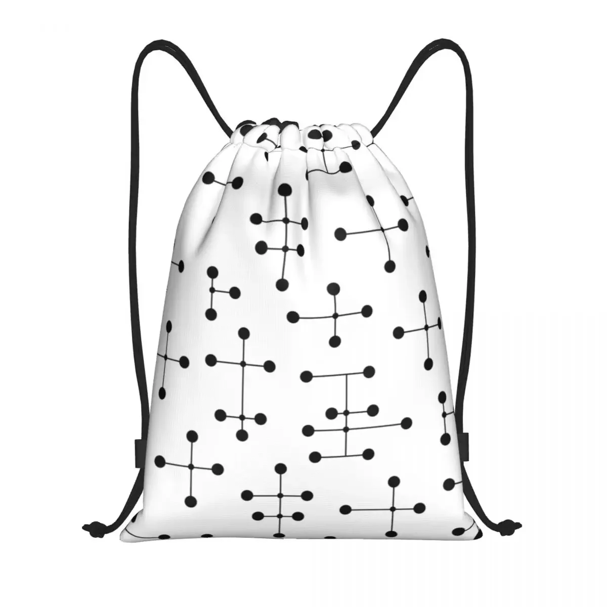 Custom Geometric Midcentury Modern Drawstring Bags for Training Yoga Backpacks  Eames Dot  Abstract Art Sports Gym Sackpack