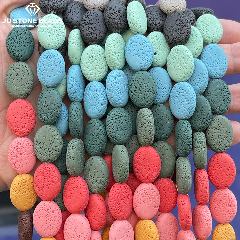 

Natural Stone Volcanic Lava Stone Oval Shape Bead Loose Spacer for Jewelry Making DIY Bracelet Necklace Earring Accessories