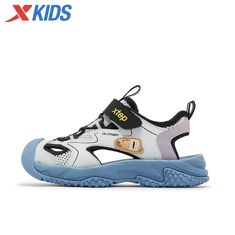 

Детская обувь Xtep, лето 2029, дышащая уличная непромокаемая обувь с сеткой для мальчиков, нескользящая пляжная обувь на липучке 675215509121
