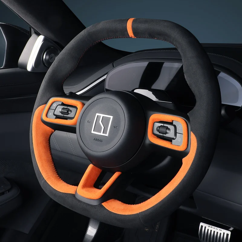 

Подходит для 2024 2025 ZEEKR 001, защитная рамка кнопки рулевого колеса, замшевая внутренняя модификация