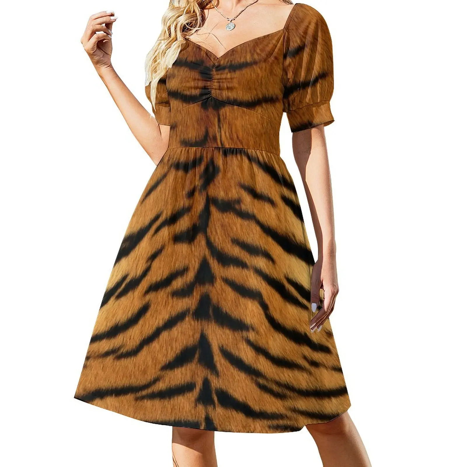 

Wild Tiger Pattern Short-Sleeved Dress Dresses gala women's summer clothing 2025