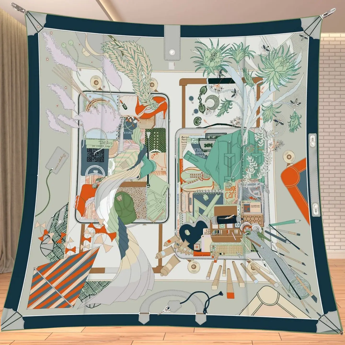 90cm Twill Silk Like Square Scarf Horse Travel Fantasy Print Luxury Versatile Shawl & Neck Scarf Accessory for Women Streetwear view 2
