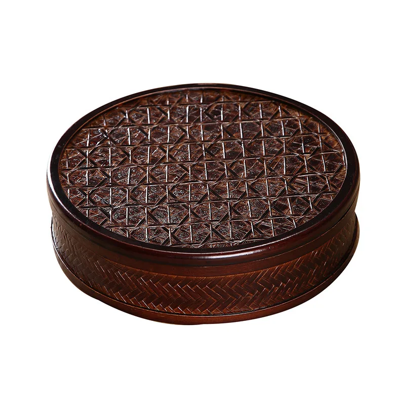 Bamboo Woven Storage Basket, Japanese Large Lacquer, Vintage Food Box, Round with Cover, Tea Set Lacquer Gift Basket