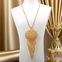 Heart Shape Tassels Gold Color Pendant for Women Kurdish Trendy Jewelry Pendants for Bridal Arabic Luxury Wedding Collections