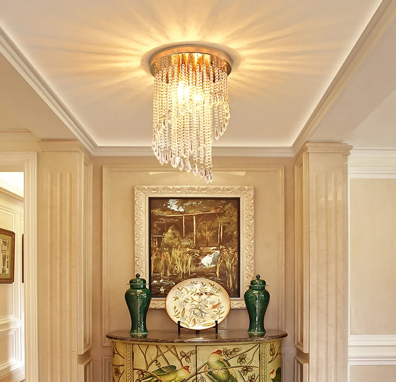 Lichte luxe moderne kristallen plafondlamp, gang, kleedkamer, creatieve en gepersonaliseerde entree, foyer, klein plafond