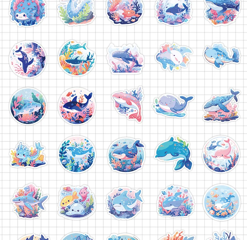 10/30/50Pcs Cartoon Ozean Serie Graffiti Aufkleber DIY Gitarre Telefon Wasser Tasse Laptop Koffer Skateboard Wasserdichte Aufkleber