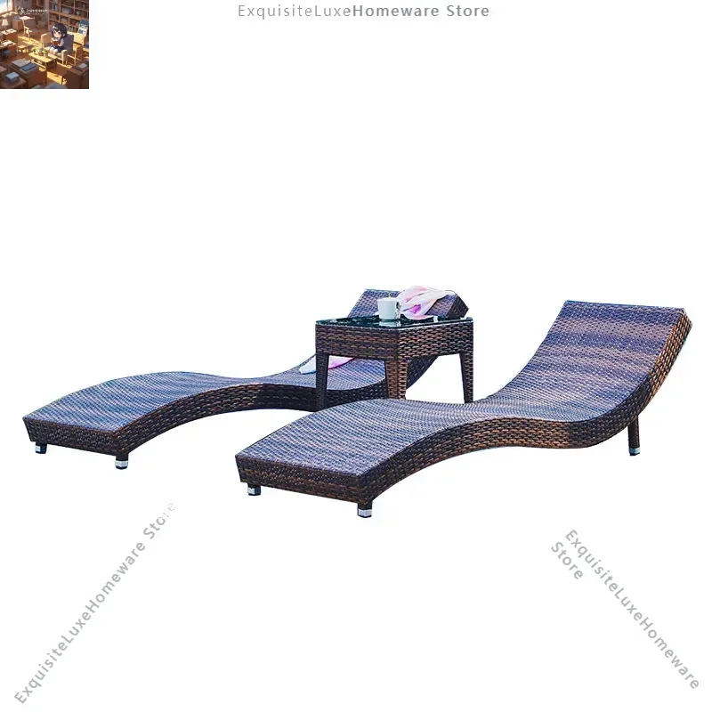 

Outdoor bed rattan beach chair courtyard outdoor leisure outdoor swimming pool lounge rattan lounge chair
