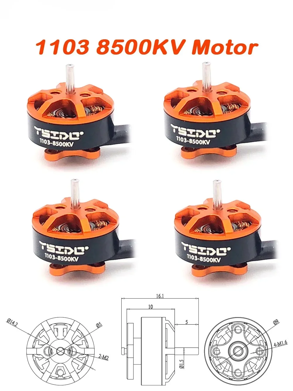 1103 8500KV 1-2s Lipo Borstelloze Motoras voor Gemfan HQprop 65mm Propeller Tinywhoop Pavo20 Bassline Micro drones