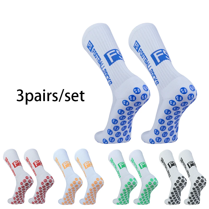 3 pairs New 2023 Men Women Colorful Letter Football Socks Breathable Sports Silicone Non slip Grip Football Socks