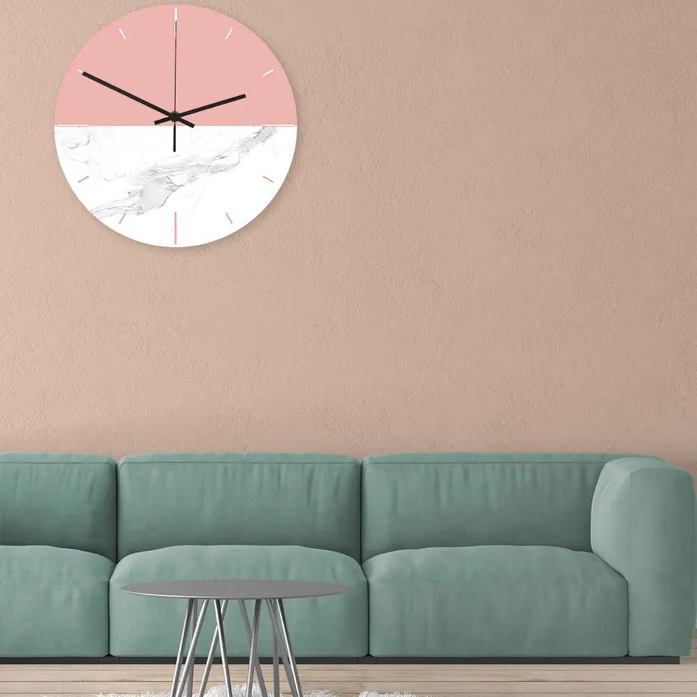 

Marble Textured Clock Acrylic Wall Silent Decorative Healing Household Round Creative