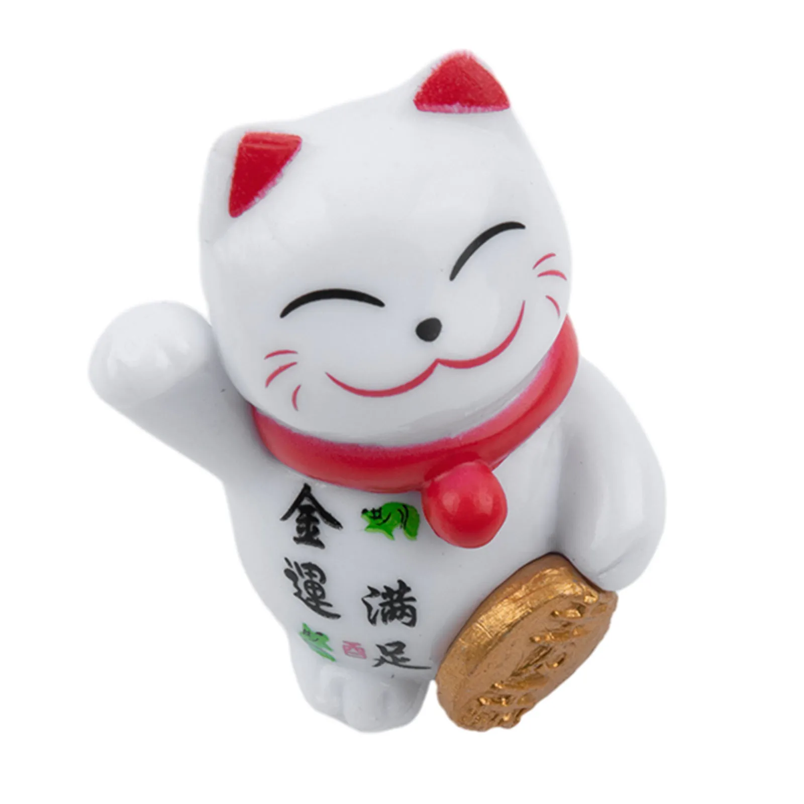 3.1X4.3cm Lucky Wealth Waving Hand Fortune Cat Feng Shui Home Decor Welcome Long Tail Cat Sculpture Statue Decor Auto Ornament