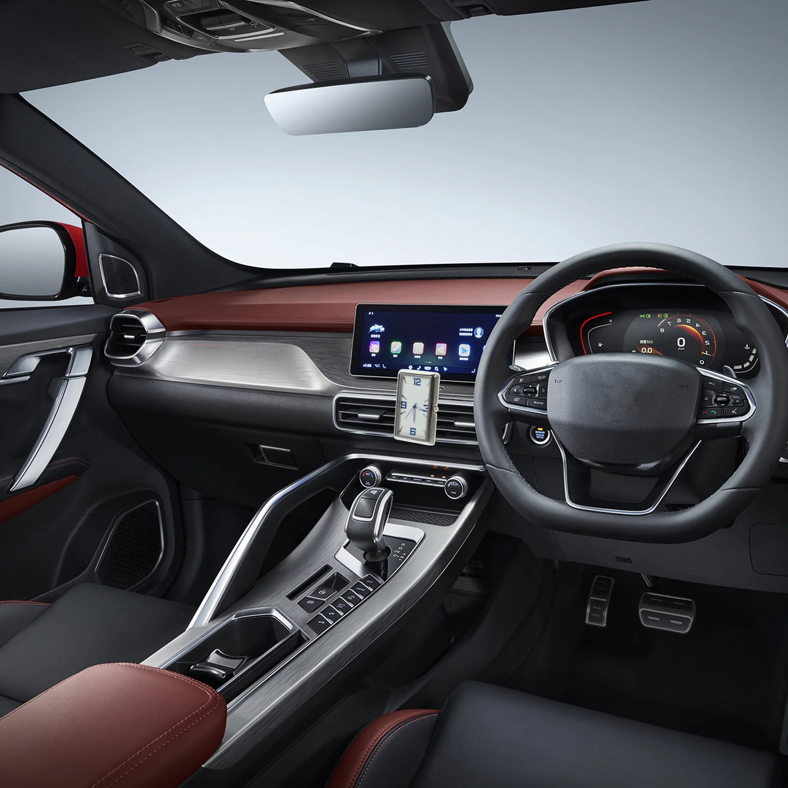 

Square Car Clock Minimalist Dashboard Decor Adhesive Tiny Analog Clock For Car Interior Universal Dashboard Supplies