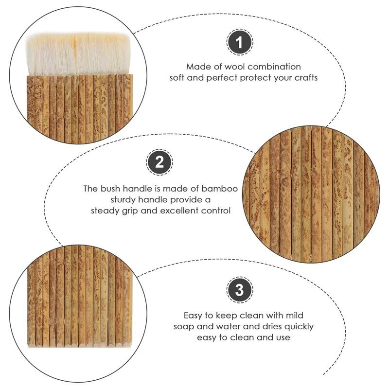 

AC17-5 Размер Кисть для блендера Hake, кисти с бамбуковой ручкой Широкие шерстяные кисти Акварельные кисти для мытья в печи, очистки от пыли