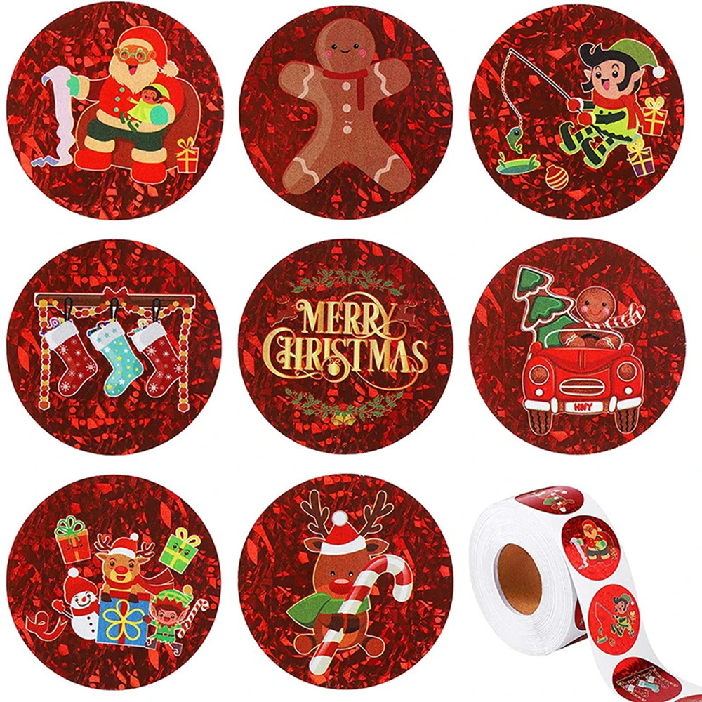 50-500pcs Red Christmas Gift Box Stickers Package Santa Baking Seal Sticker Handmade Letter Envelope Sealing Labels