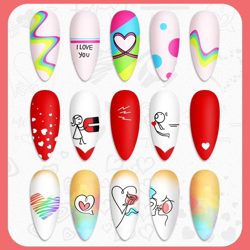 BORN PRETTY Valentine Day Nail Stamping Plates Heart Love Animal Artist Stamping Template Nail Design Stencil Tools Manicure