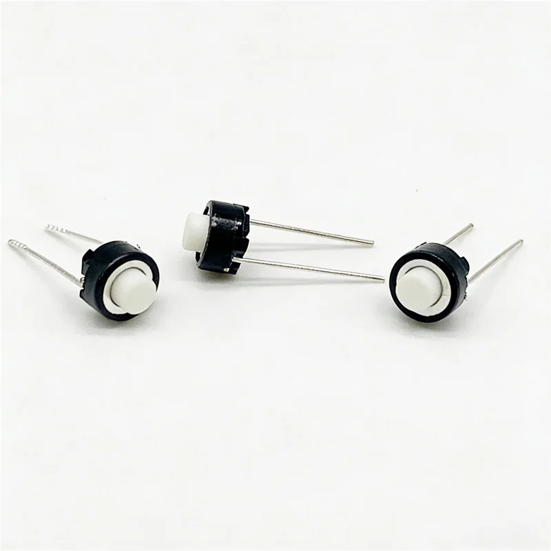 10/20/50/100 Stück 6x6x5mm DIP Taktiler Drucktastenschalter 2-Pin Runder Knopf Mikro-Tastschalter Weiß Schwarz für DIY-Leiterplatten – Detail 4
