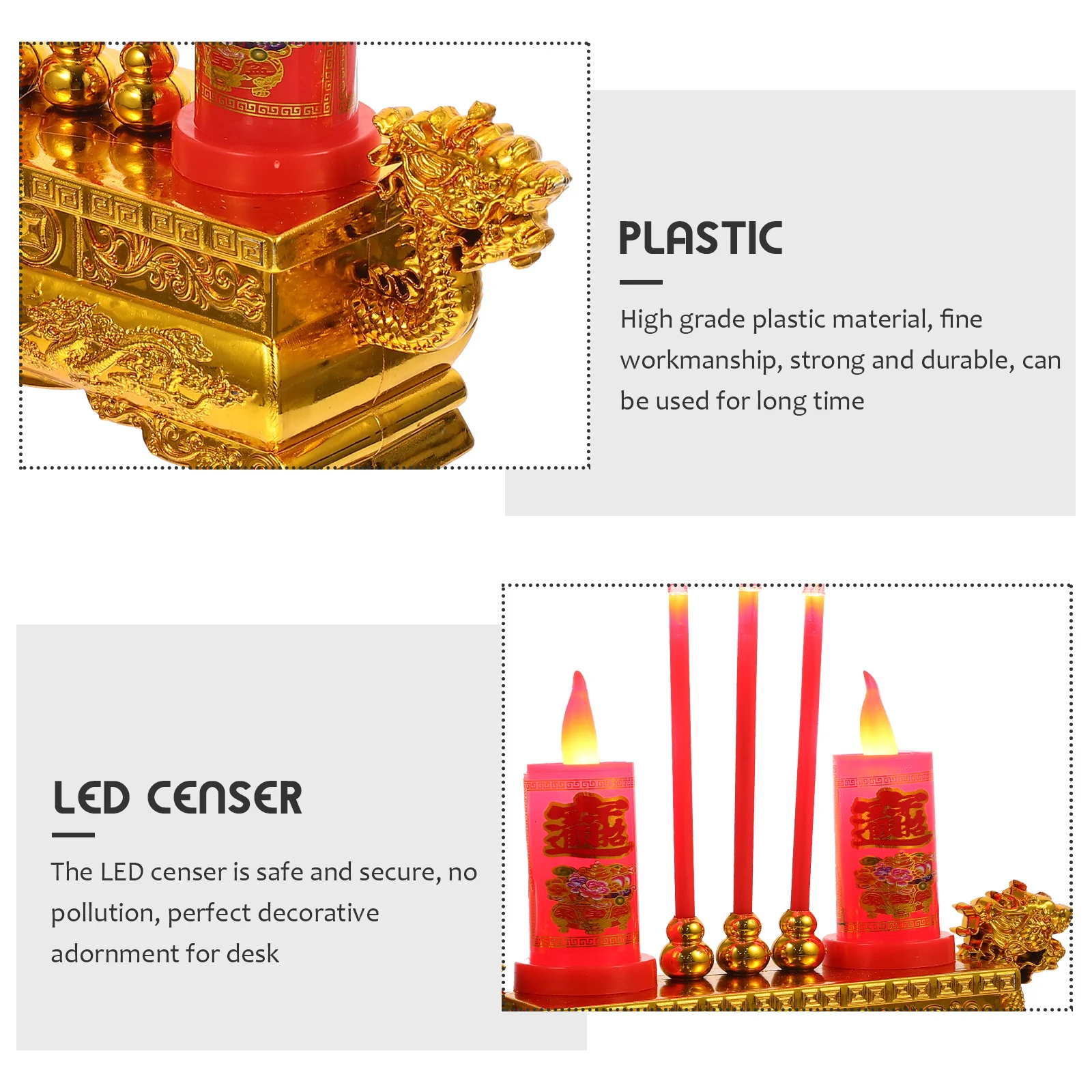 

1pc Electronic Incense Burner Led Censer High Grade Plastic Smokeless Burner For Home Decor Desktop Buddhist Hall Temple Decor