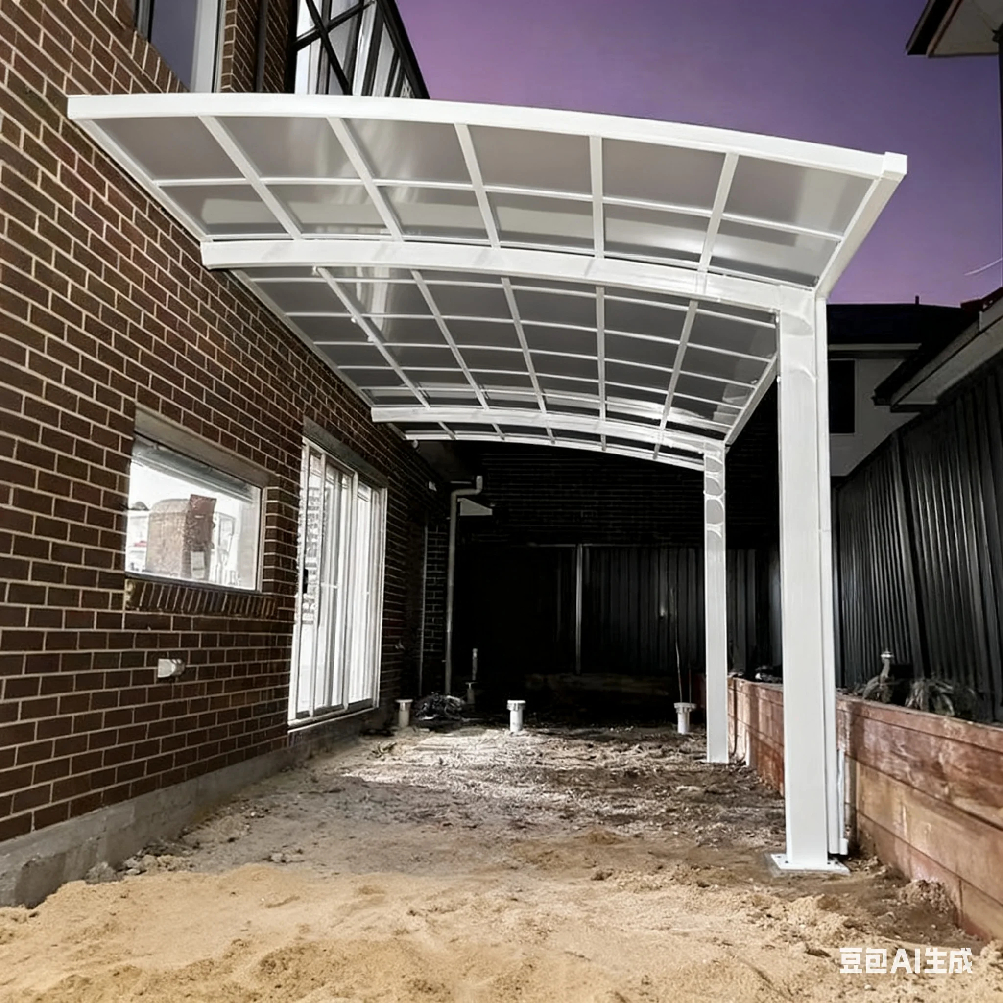 Aluminum Single-Side Carport for Villa - Polycarbonate Sunshade Thermal Rainproof Outdoor Canopy