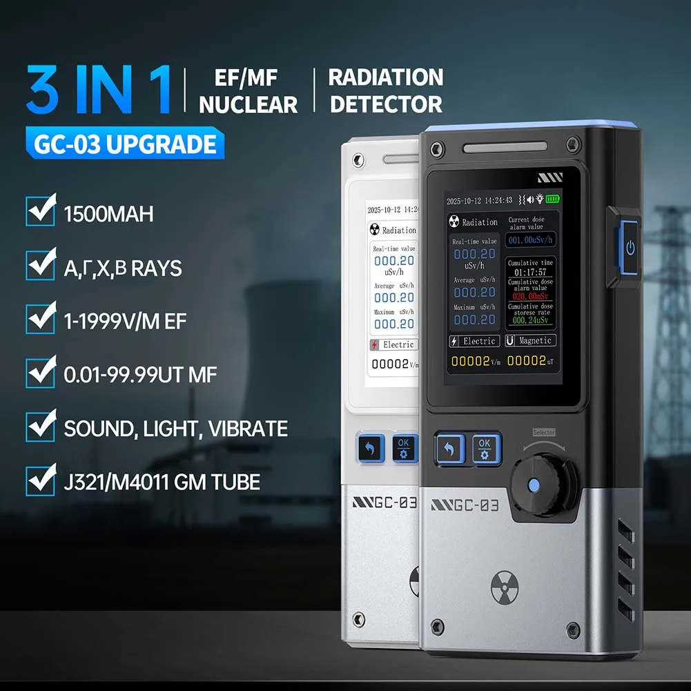 

FNIRSIs GC-03 3 In 1 Electromagnetic Radiation Detector, Temperature Monitor RF Power Electric Field And Magnetic Field Strength