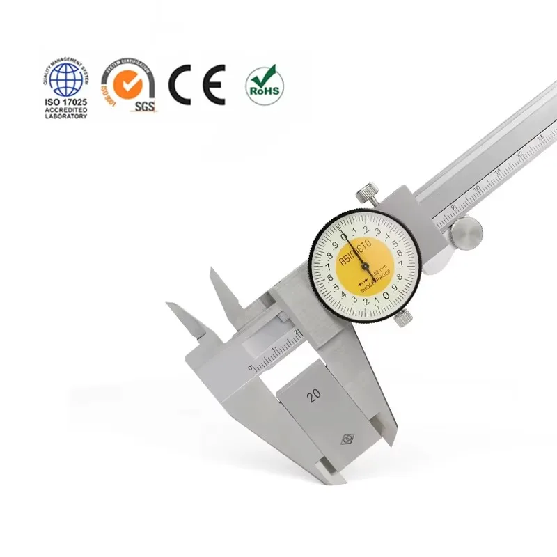 Stainless Steel Metric Dial Caliper 0-200mm 0.03mm Precision Industrial Mechanical Inspection Measuring Tool