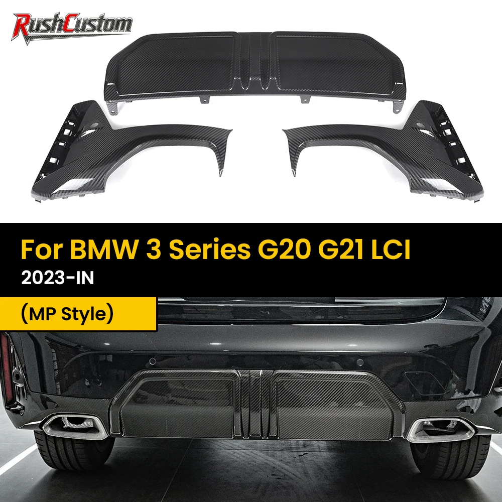 

Real Dry Carbon Fiber Rear Diffuser Bumper Lip for BMW 3 Series G20 G21 LCI MP Style 2023-IN Chinese Version 3Pcs/Set