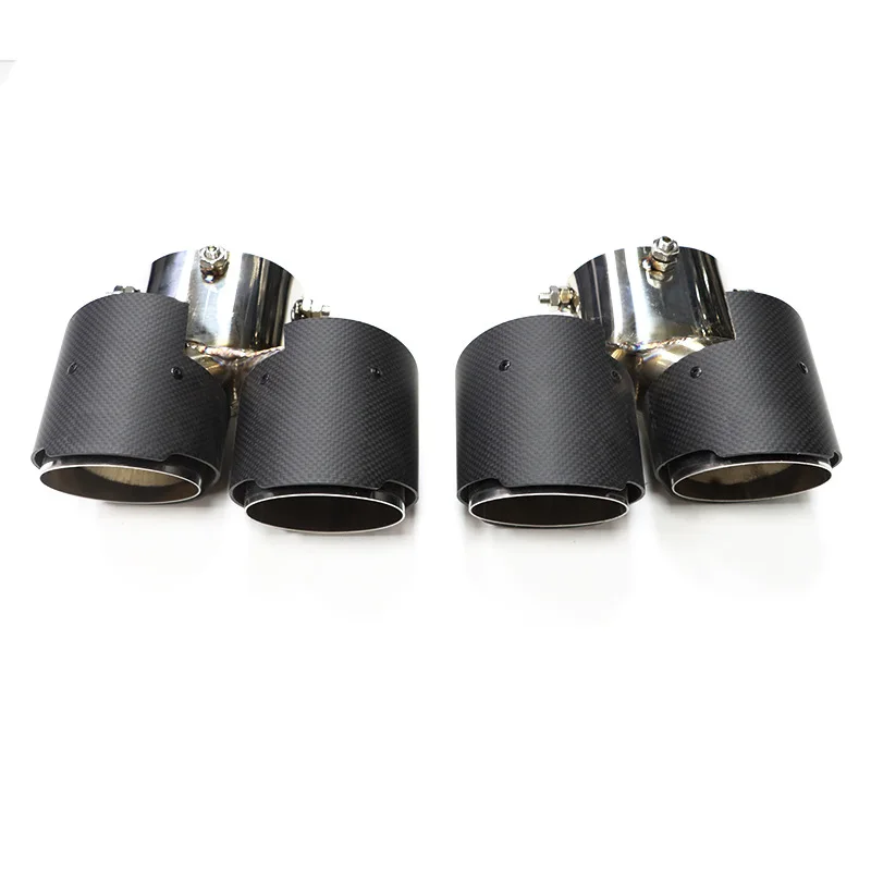 Factory Direct Sale Carbon Fiber Stainless Steel Exhaust Tailpipe Double-barrelled Exhaust Tip for Automobiles