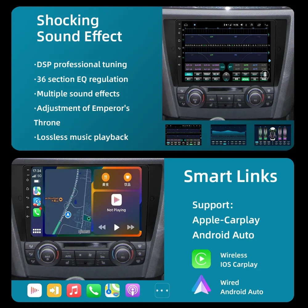 CAR Android 10 Multimedia Radio Player For BMW E90 E91 E92 E93 3 Series GPS Navigation stereo Audio head unit 1 Din 2DIN NO DVD