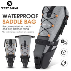 WEST BIKING Bike Bag Waterproof Reflective 10L Large Capacity Saddle Bag Cycling Foldable Tail Bag MTB Road Bicycle Bag