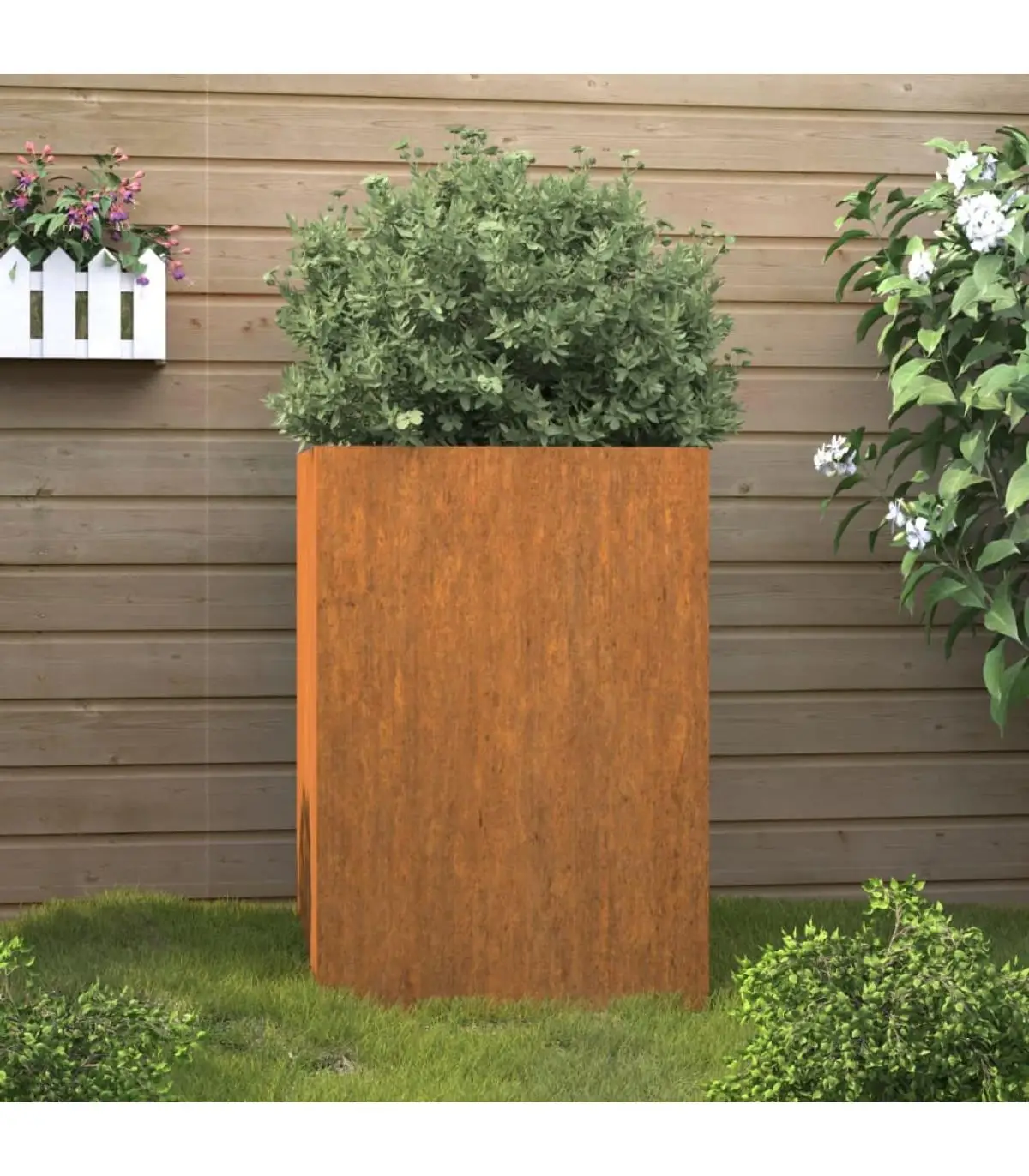 Flower pots and planters gray steel corten planter 52x48x75 cm